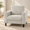 Contemporary Soft-Touch Fabric Chair with Cup Holders — Beige, single chair lifestyle image