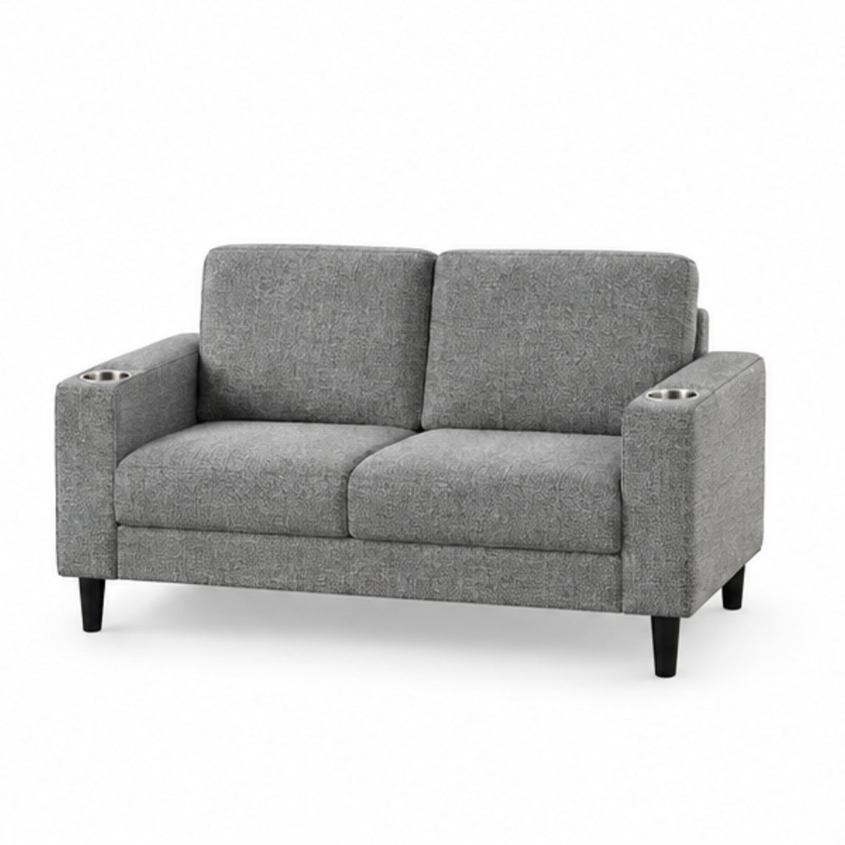 Contemporary Soft-Touch Fabric Loveseat with Cup Holders — loveseat clean product