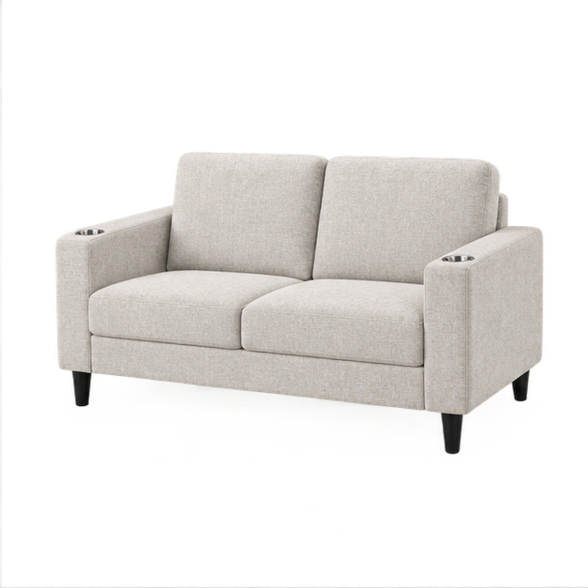 Contemporary Soft-Touch Fabric Loveseat with Cup Holders — loveseat clean product