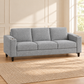 Contemporary Soft-Touch Fabric 3-Seater Sofa with Cup Holders – Grey, sofa only in a warm living room