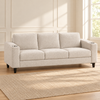 Contemporary Soft-Touch Fabric 3-Seater Sofa with Cup Holders – Beige, sofa only in a warm living room