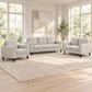 Soft-Touch Fabric 3-Piece Sofa, Loveseat & Chair Set with Cup Holders — Beige, full 3-piece set main lifestyle image