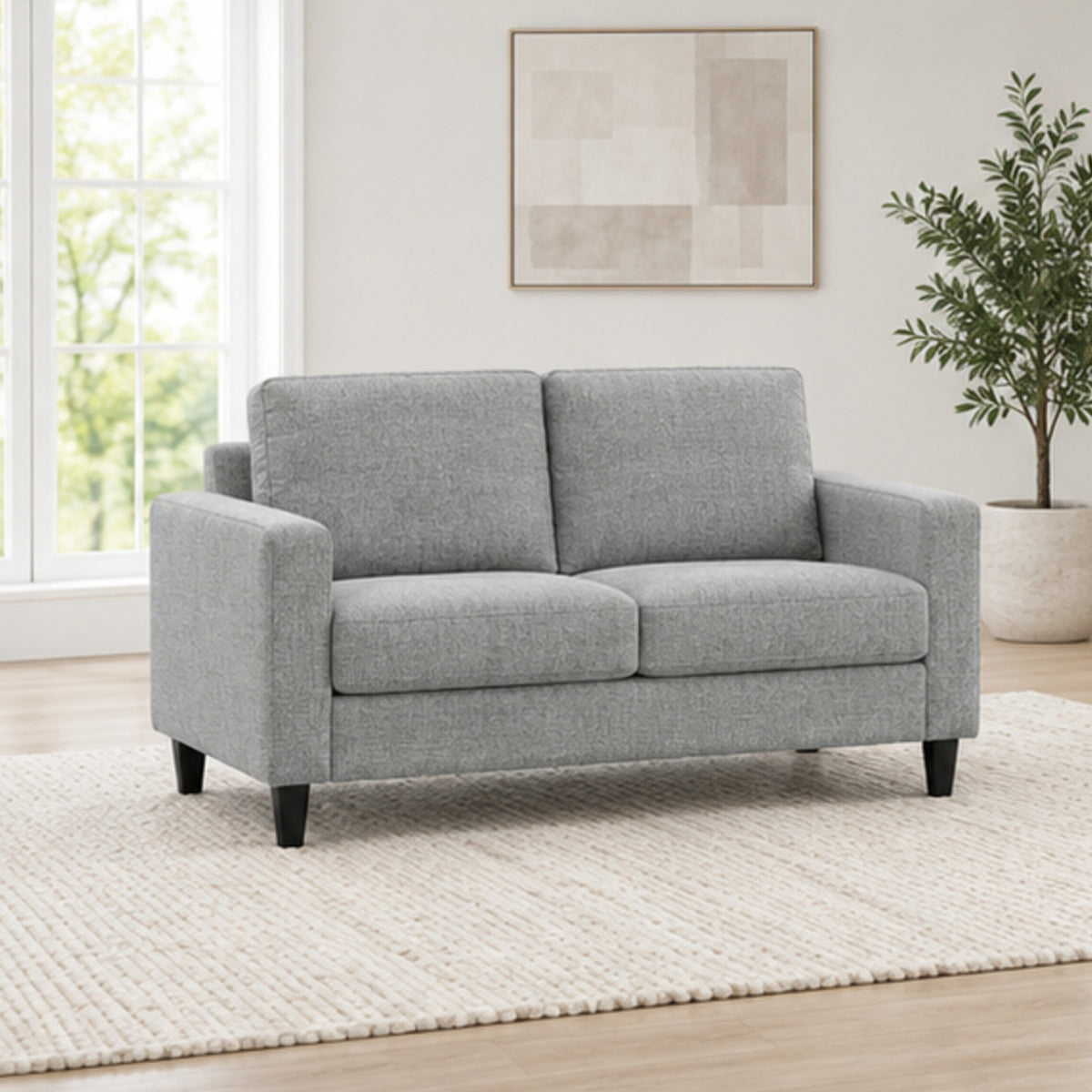Contemporary Soft-Touch Fabric Loveseat — loveseat lifestyle