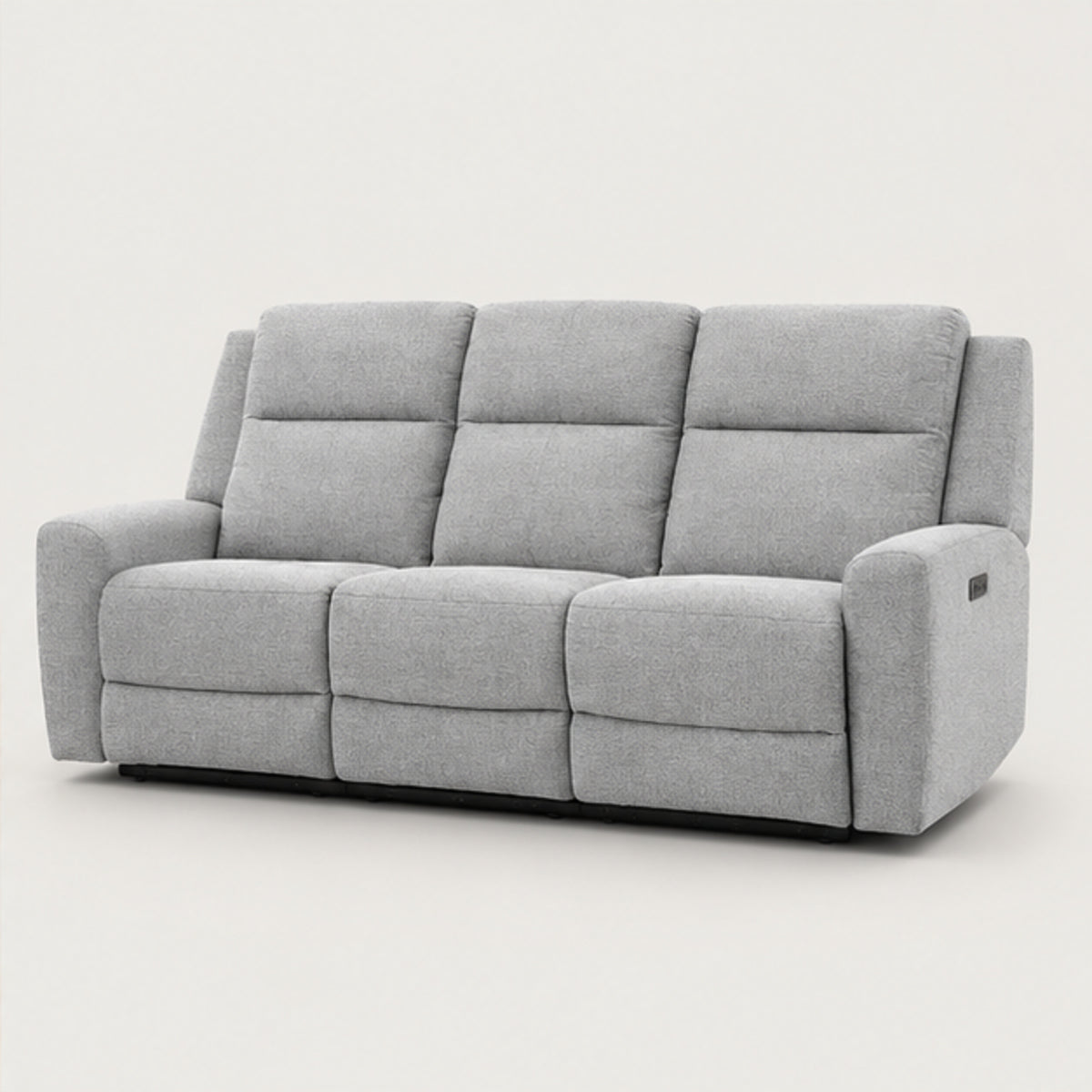 Soft Grey Fabric Power Reclining 3-Seater Sofa with USB Charging — Soft Grey Fabric clean product image