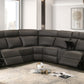Chocolate Brown Genuine Leather/Match 6-Piece Modular Power Reclining Sectional Sofa with Wireless Charging