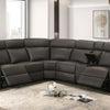 Chocolate Brown Genuine Leather/Match 6-Piece Modular Power Reclining Sectional Sofa with Wireless Charging