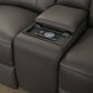 Chocolate Brown Genuine Leather/Match 6-Piece Modular Power Reclining Sectional Sofa with Wireless Charging – product image 3