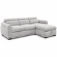 Light Grey Fabric Sleeper Sectional Sofa Bed with Storage & Adjustable Headrests — IF-9006 clean white product image