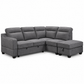 Grey Fabric Right-Facing Sleeper Sectional Sofa Bed with Storage Ottoman — IF-9010 clean white product image