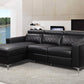 Black Leather-Gel Power Reclining Sectional Sofa with Storage & Adjustable Headrests
