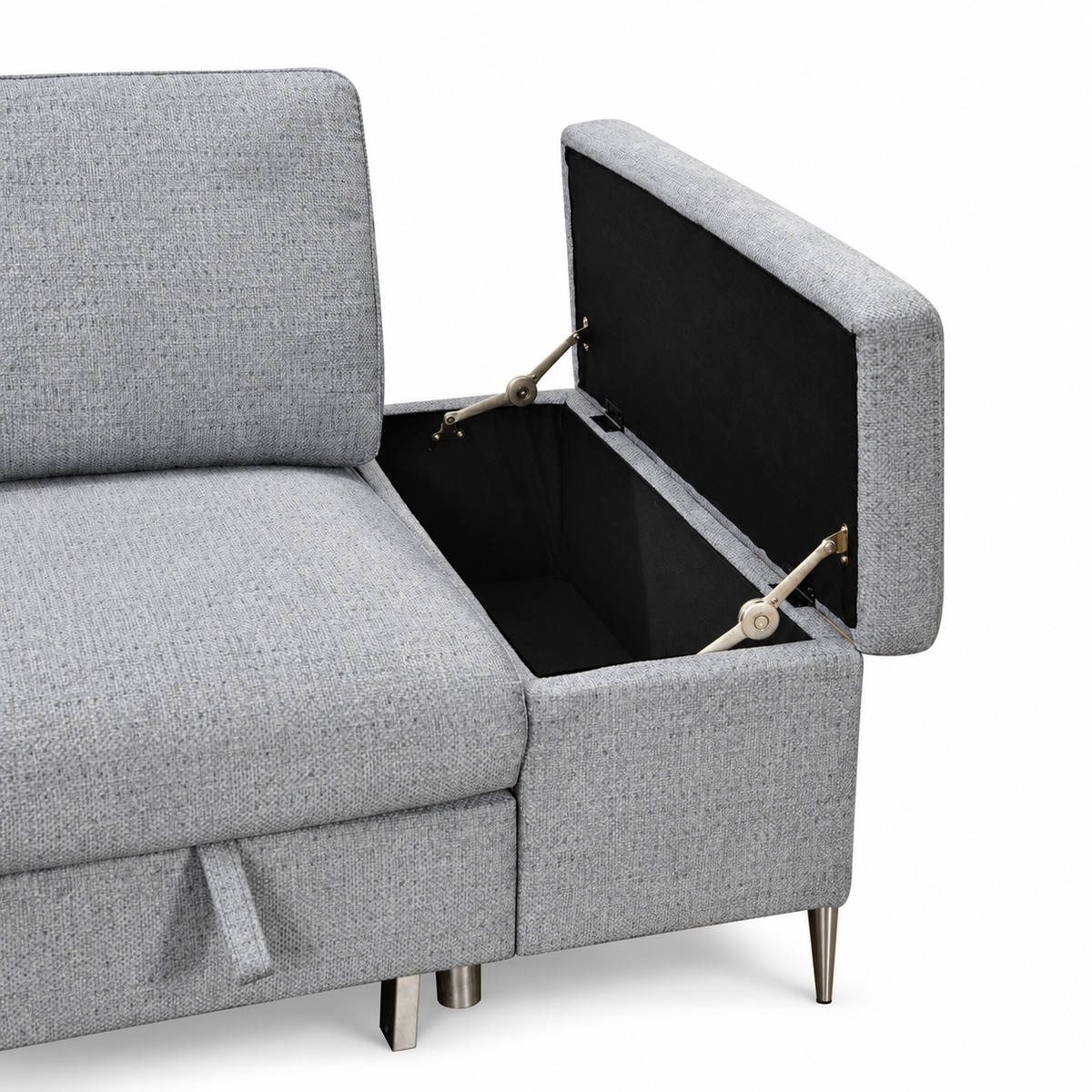 Grey Fabric Left-Facing Sleeper Sectional Sofa Bed with Storage — IF-9022 IFDC feature or fabric detail