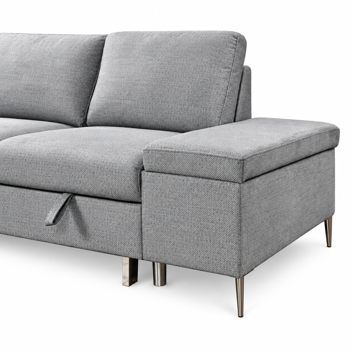Grey Fabric Left-Facing Sleeper Sectional Sofa Bed with Storage — IF-9022 IFDC feature or fabric detail