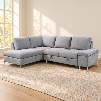 Grey Fabric Left-Facing Sleeper Sectional Sofa Bed with Storage — IF-9022 lifestyle sofa, Default Title