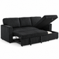 Black or Grey Corduroy Reversible Sleeper Sectional Sofa Bed with Storage Chaise — IF-9024 IFDC feature or fabric detail