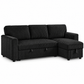 Black or Grey Corduroy Reversible Sleeper Sectional Sofa Bed with Storage Chaise — IF-9024 clean white product image