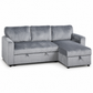 Black or Grey Corduroy Reversible Sleeper Sectional Sofa Bed with Storage Chaise — IF-9025 clean white product image