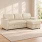 Black or Grey Corduroy Reversible Sleeper Sectional Sofa Bed with Storage Chaise — IF-9026 lifestyle sofa, Cream Corduroy