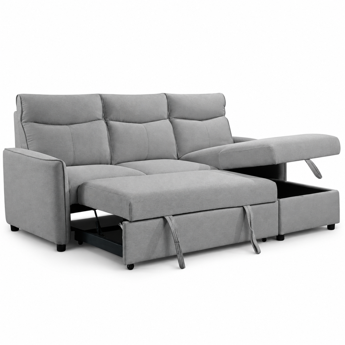 Grey Fabric Reversible Sleeper Sectional Sofa Bed with Storage Chaise — IF-9027 IFDC feature or fabric detail