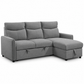 Grey Fabric Reversible Sleeper Sectional Sofa Bed with Storage Chaise — IF-9027 clean white product image