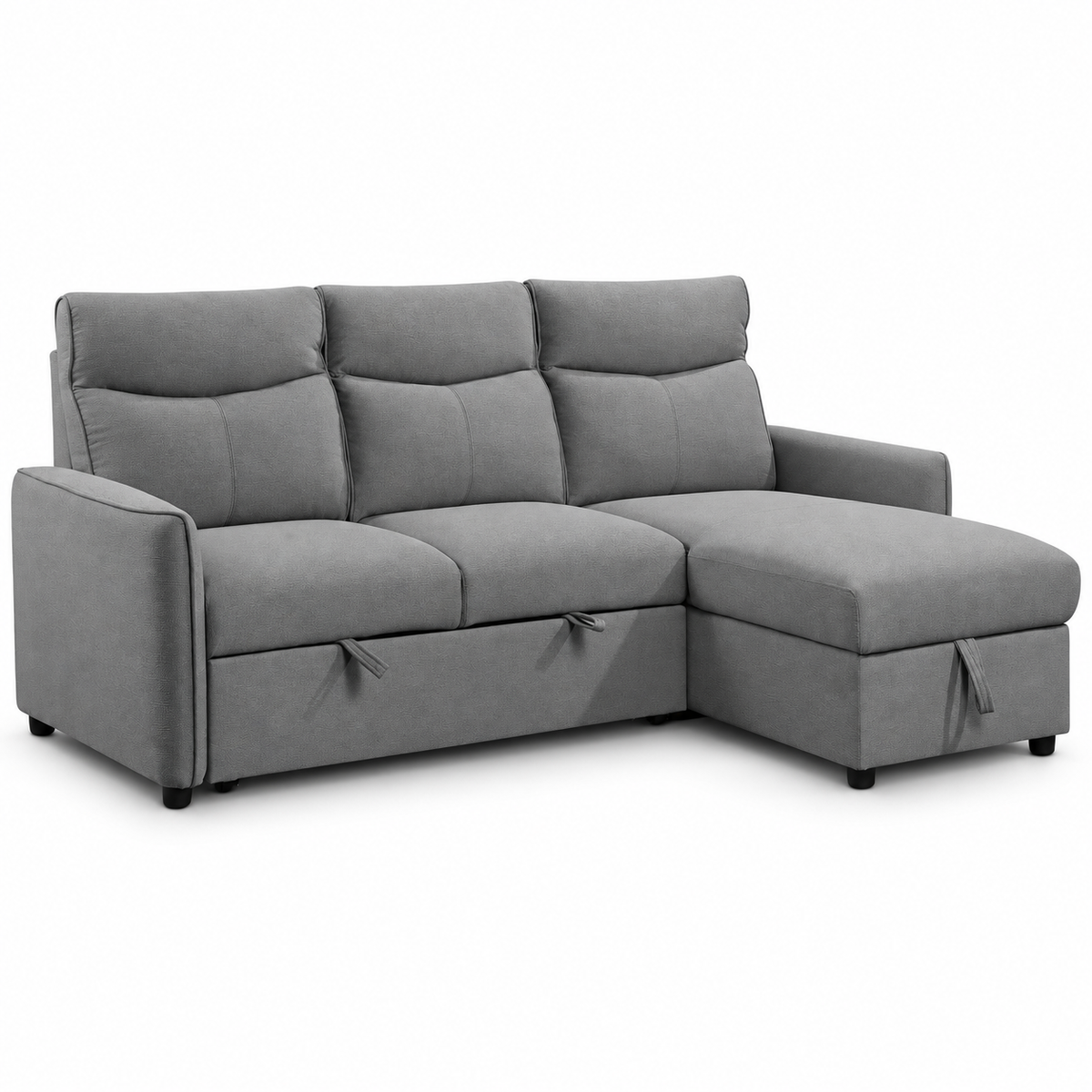 Grey Fabric Reversible Sleeper Sectional Sofa Bed with Storage Chaise — IF-9027 clean white product image