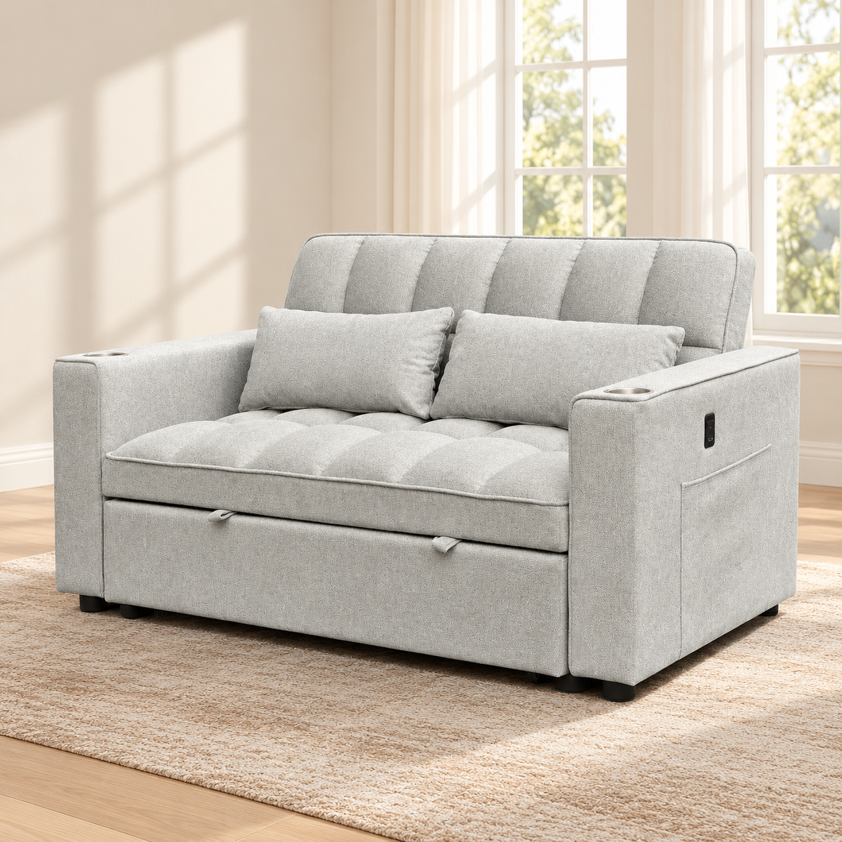 Grey Fabric Convertible Sofa Bed — IF-9028 lifestyle sofa, Default Title