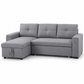 Reversible Sleeper Sectional Sofa Bed with Storage Chaise – Grey Fabric or Black PU — IF-9031 clean white product image