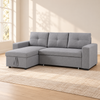 Reversible Sleeper Sectional Sofa Bed with Storage Chaise – Grey Fabric or Black PU — IF-9031 lifestyle sofa, Grey Fabric