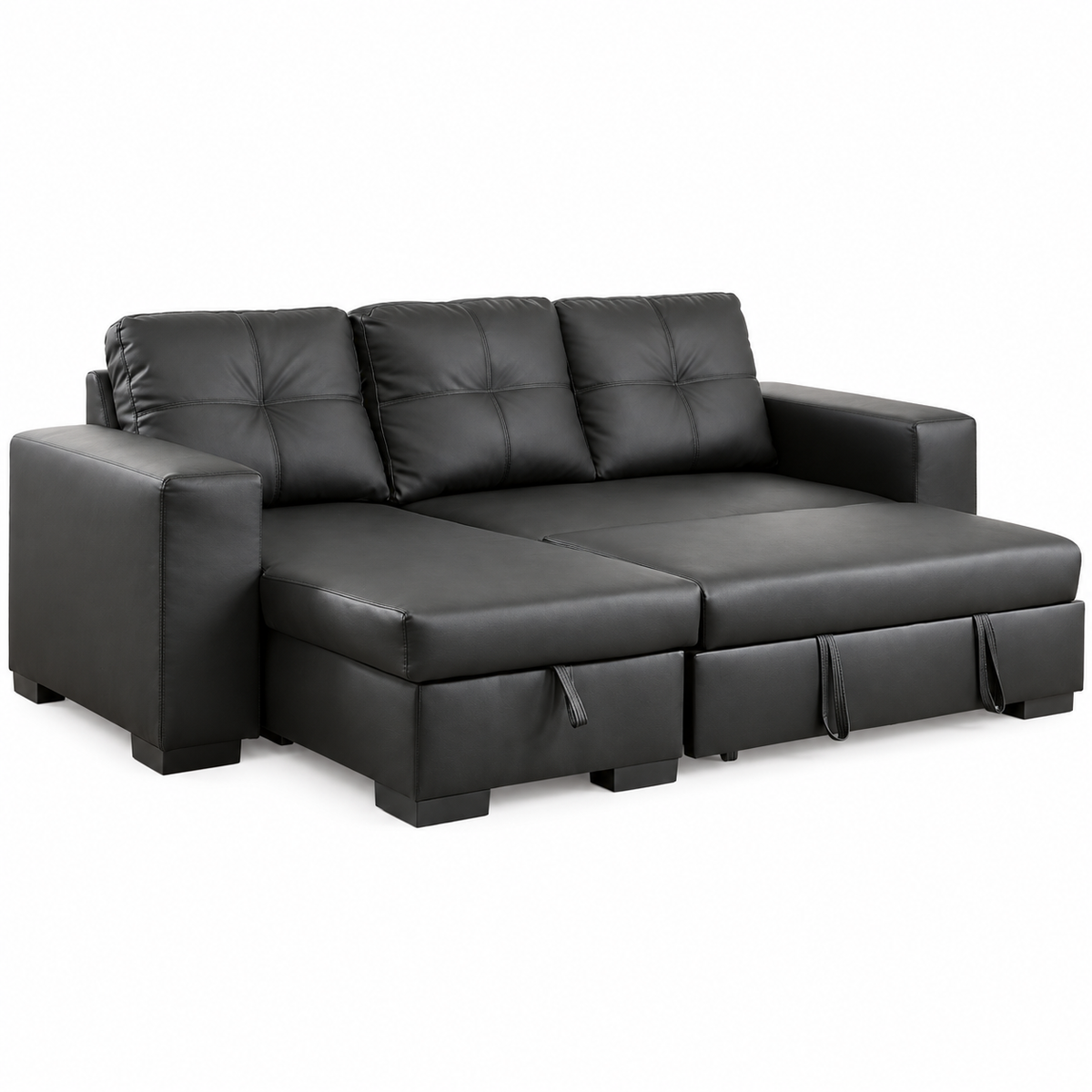 Reversible Sleeper Sectional Sofa Bed with Storage Chaise – Grey Fabric or Black PU — IF-9032 IFDC feature or fabric detail