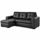 Reversible Sleeper Sectional Sofa Bed with Storage Chaise – Grey Fabric or Black PU — IF-9032 clean white product image