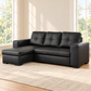 Reversible Sleeper Sectional Sofa Bed with Storage Chaise – Grey Fabric or Black PU — IF-9032 lifestyle sofa, Black PU