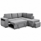 Grey Fabric Right-Facing Sleeper Sectional Sofa Bed with Storage Ottomans — IF-9035 IFDC feature or fabric detail