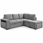 Grey Fabric Right-Facing Sleeper Sectional Sofa Bed with Storage Ottomans — IF-9035 clean white product image