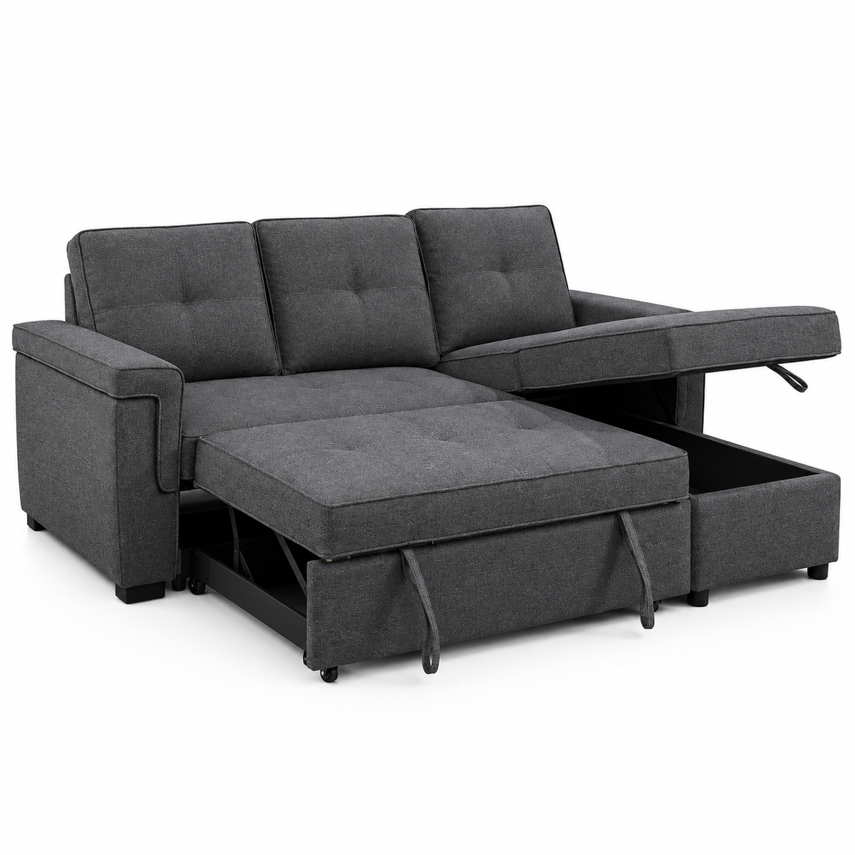 Grey Reversible Sleeper Sectional Sofa Bed with Storage Chaise — IF-9040 IFDC feature or fabric detail