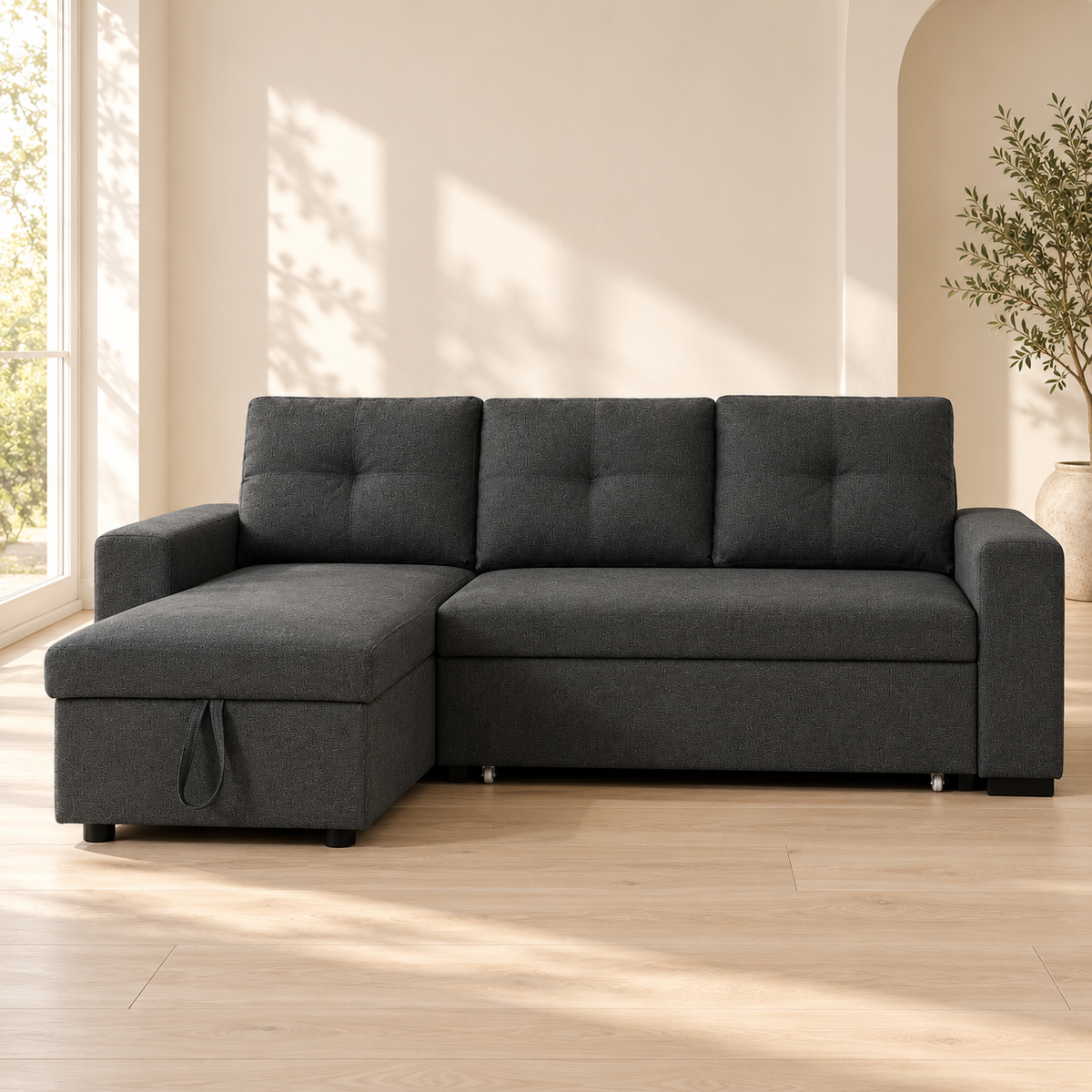 Grey Reversible Sleeper Sectional Sofa Bed with Storage Chaise — IF-9040 lifestyle sofa, Default Title