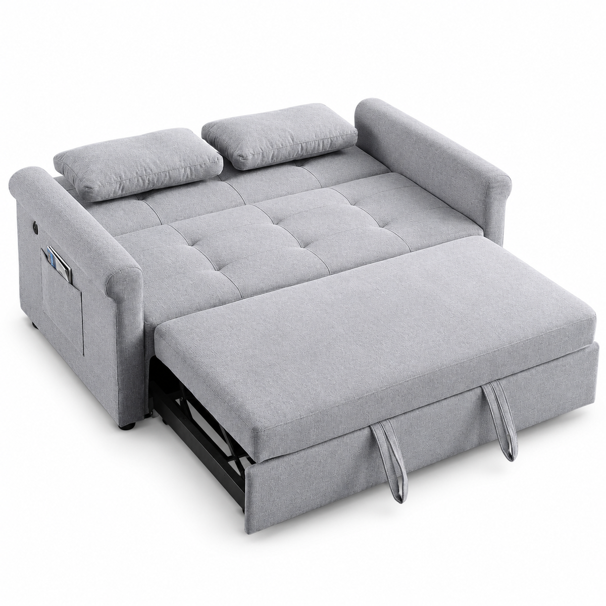 Modern Tufted Sofa Bed with USB-C Charging & Side Storage – 64 or 70 Inch — IF-9045 IFDC feature or fabric detail