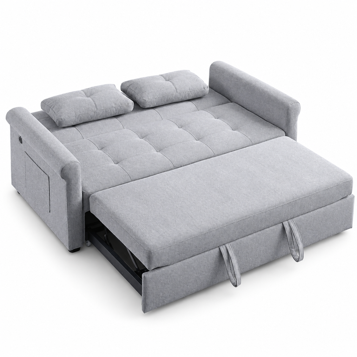 Modern Tufted Sofa Bed with USB-C Charging & Side Storage – 64 or 70 Inch — IF-9046 IFDC feature or fabric detail