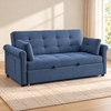 Slate Blue Tufted Sofa Bed with USB-C Charging & Side Storage – 64 or 70 Inch — IF-9047 lifestyle sofa, 64 Inch