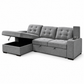 Grey Fabric Sleeper Sectional Sofa Bed with Storage Arms & Cupholders — IF-9050 IFDC feature or fabric detail
