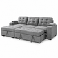 Grey Fabric Sleeper Sectional Sofa Bed with Storage Arms & Cupholders — IF-9050 IFDC feature or fabric detail