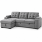 Grey Fabric Sleeper Sectional Sofa Bed with Storage Arms & Cupholders — IF-9050 clean white product image