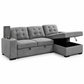 Grey Fabric Sleeper Sectional Sofa Bed with Storage Arms & Cupholders — IF-9051 IFDC feature or fabric detail