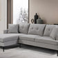 Grey Fabric Sectional Sofa with Storage & Button-Tufted Cushions