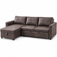 Brown Fabric Sleeper Sectional Sofa Bed with Storage, USB-C & Cupholders — IF-9075 clean white product image