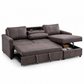 Brown Fabric Sleeper Sectional Sofa Bed with Storage, USB-C & Cupholders — IF-9076 IFDC feature or fabric detail