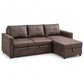 Brown Fabric Sleeper Sectional Sofa Bed with Storage, USB-C & Cupholders — IF-9076 clean white product image