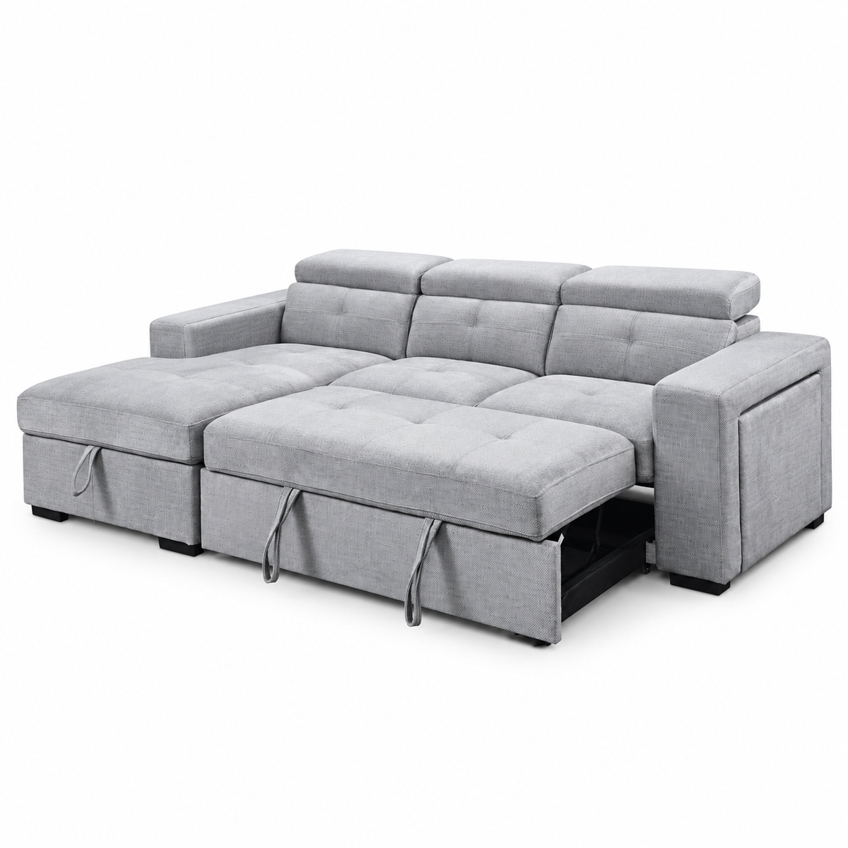 Grey Fabric Sleeper Sectional Sofa Bed with Adjustable Headrests, Storage & Charging — IF-9080 IFDC feature or fabric detail