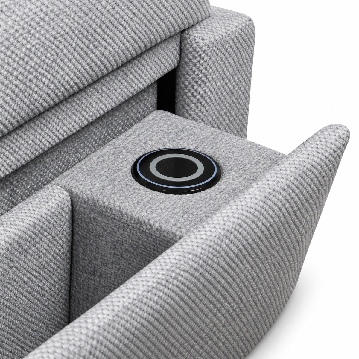 Grey Fabric Sleeper Sectional Sofa Bed with Adjustable Headrests, Storage & Charging — IF-9080 IFDC feature or fabric detail