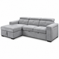 Grey Fabric Sleeper Sectional Sofa Bed with Adjustable Headrests, Storage & Charging — IF-9080 clean white product image