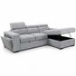 Grey Fabric Sleeper Sectional Sofa Bed with Adjustable Headrests, Storage & Charging — IF-9081 IFDC feature or fabric detail