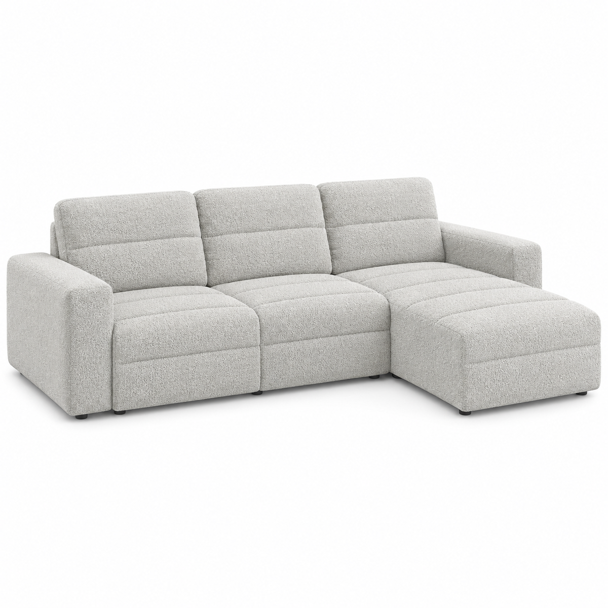 Light Grey Bouclé Sleeper Sectional Sofa Bed with Storage — IF-9085 IFDC feature or fabric detail